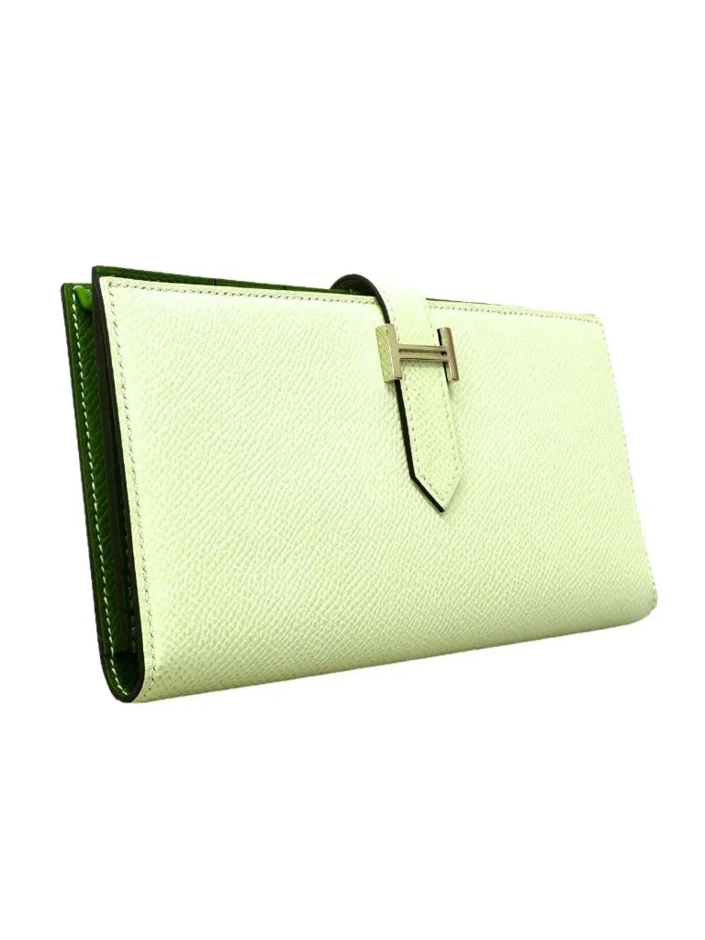 Hermes Wallet Bearn Souffle Verso Veau Epsom Vert Fizz Yucca Silver